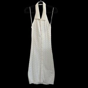 NWT Pink Rose Brand White Halter Sweater Dress Size Small